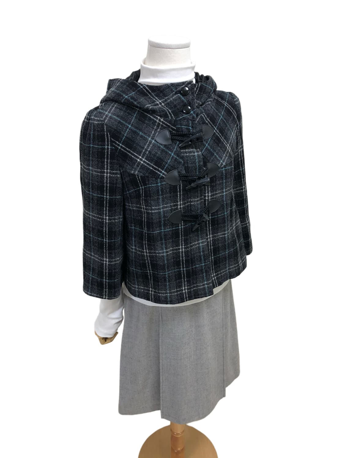 체크 떡볶이 더플 숏 코트 상품이미지5