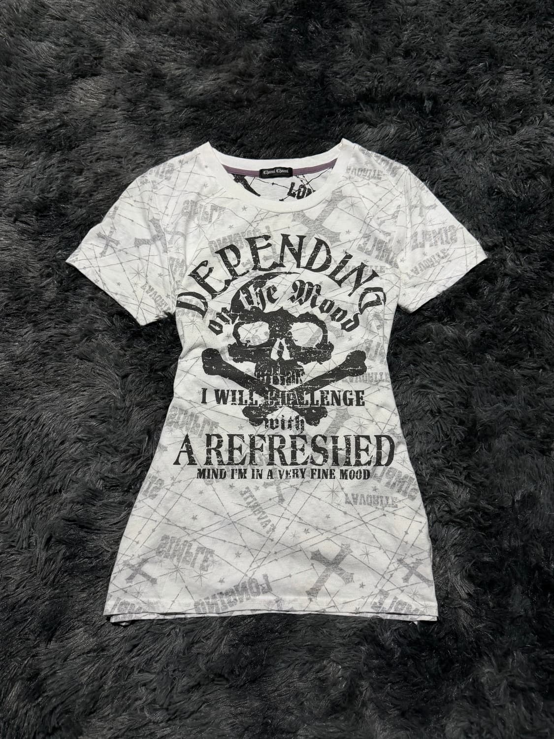 해골&레터링 프린팅 Y2K 반팔 상품이미지1