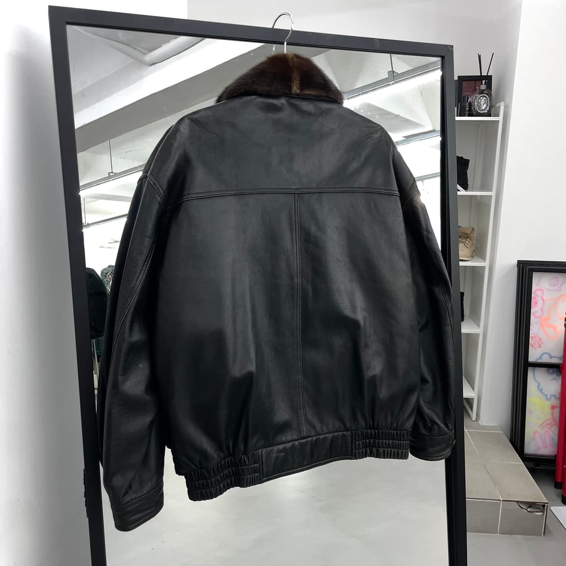 입생로랑 90s 리얼레더 양가죽 퍼 봄버 가죽자켓 상품이미지4