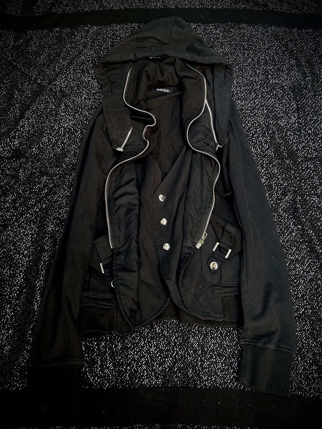 *rare design* 2000s JPN 기믹 펑크 블랙 하이넥 집업 상품이미지1