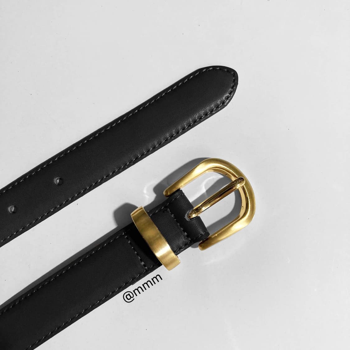 [Unisex]골드링 이태리 가죽 벨트 블랙 상품이미지4