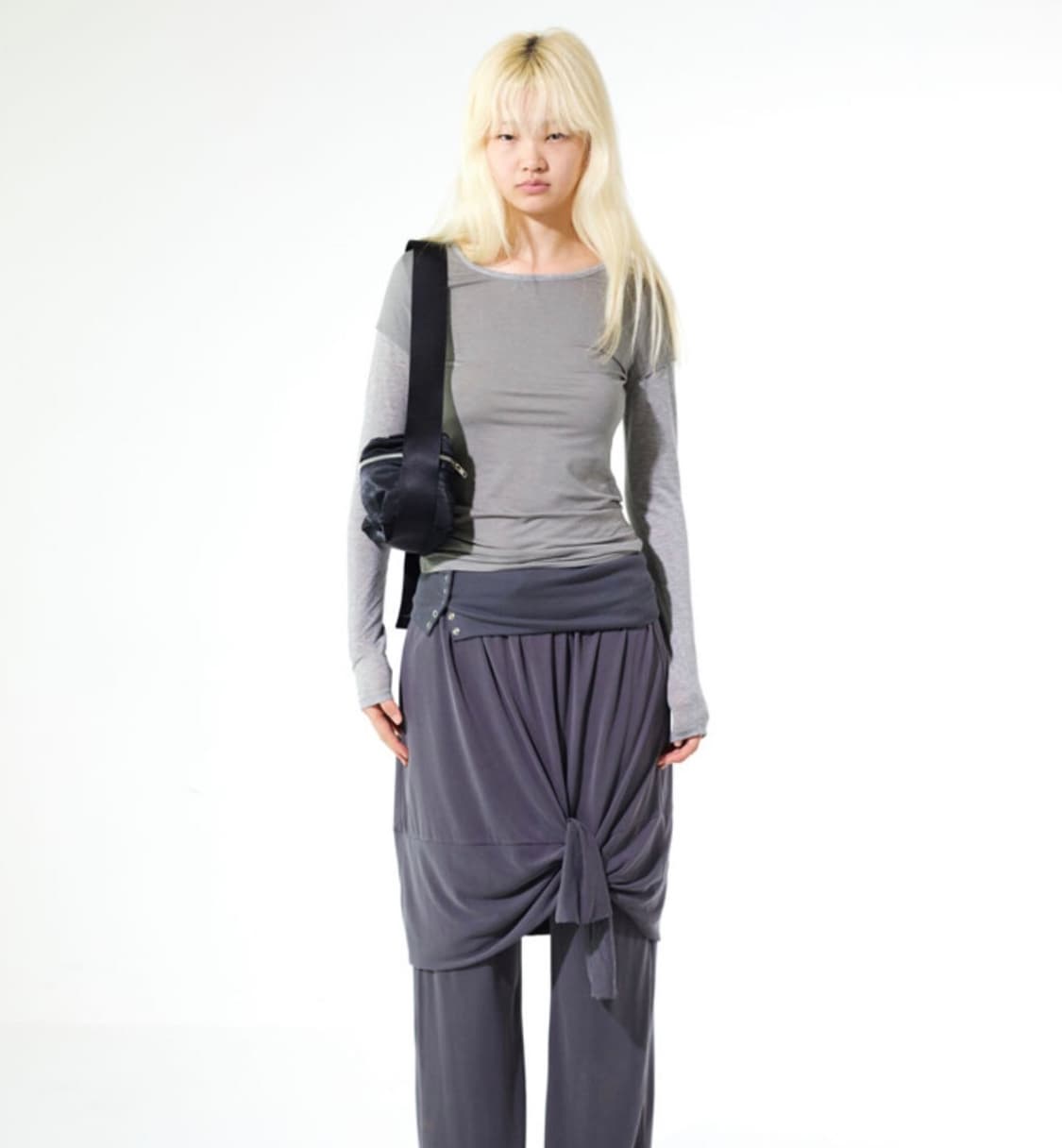AMABE 아마베 레이어드 티셔츠 / 드레이프 스커트 상품이미지1