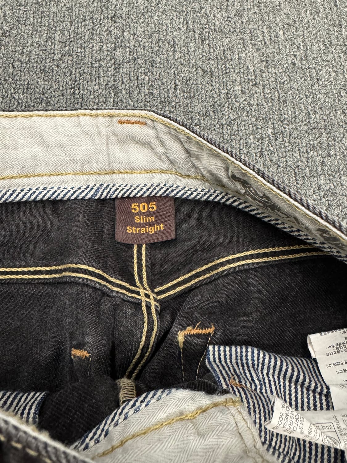 30)리바이스 빈티지 505 슬림스트레이트 흑청 데님팬츠 상품이미지3