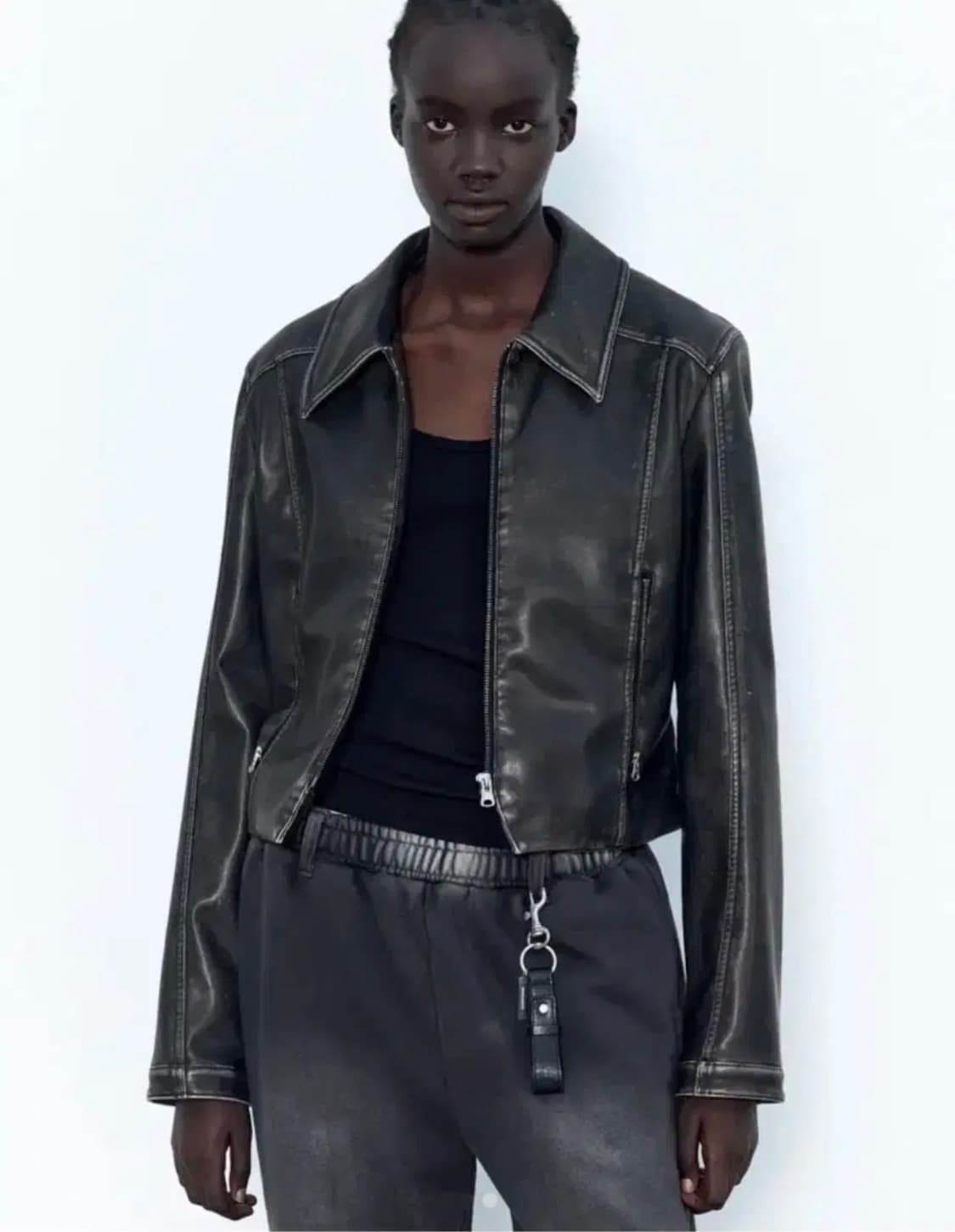 인사일런스우먼 워시드 에코 레더 점퍼 상품이미지1