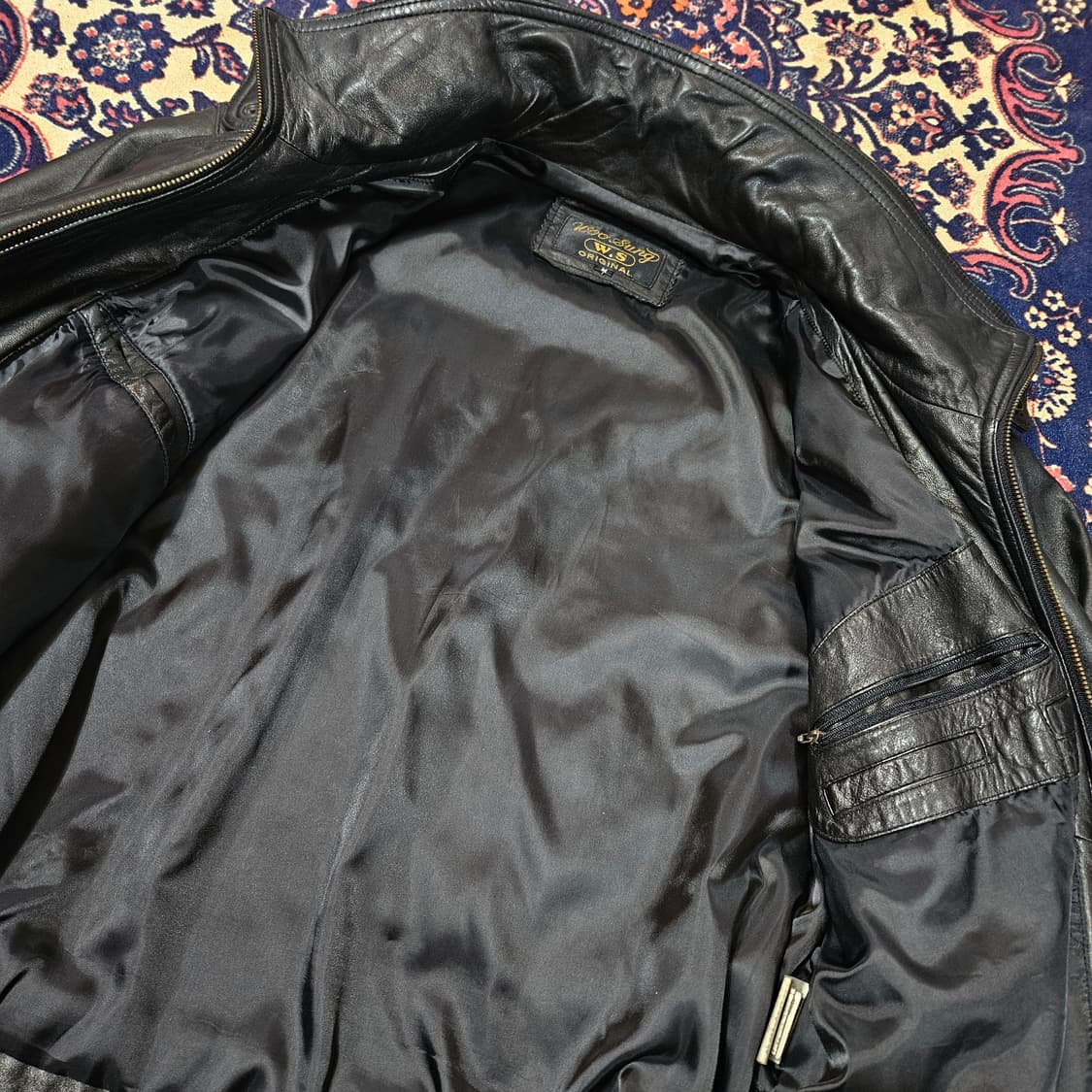 Vintage 램스킨 더블 카라넥 가죽 라이더자켓 M size 상품이미지8