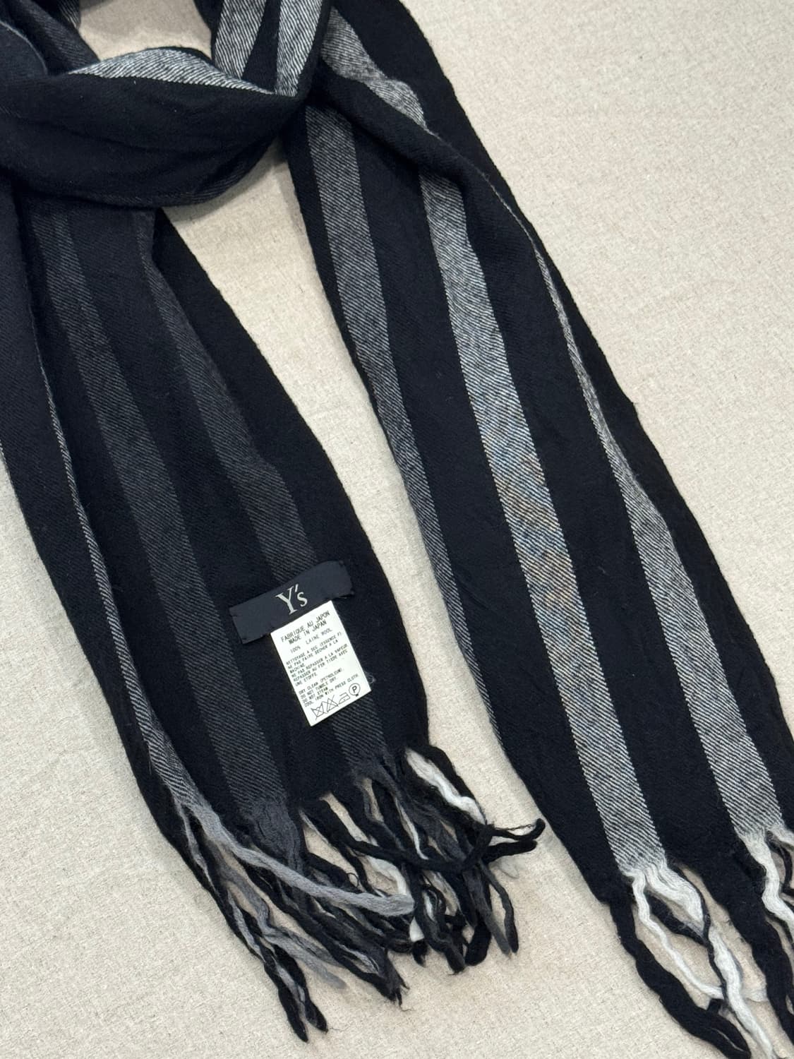 요지야마모토 그라데이션 스트라이프 울 머플러 상품이미지3