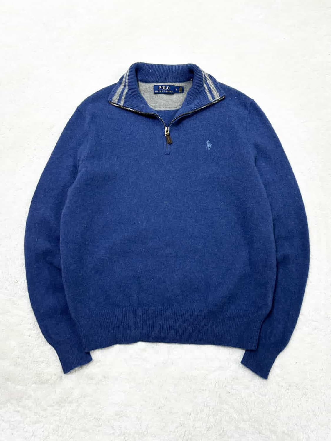 폴로 블루 캐시혼방 반집업 니트 상품이미지6