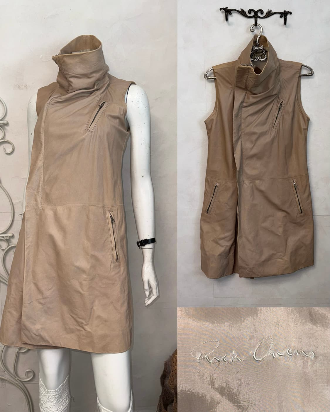 Rick Owens lamb skin high neck vest 상품이미지1