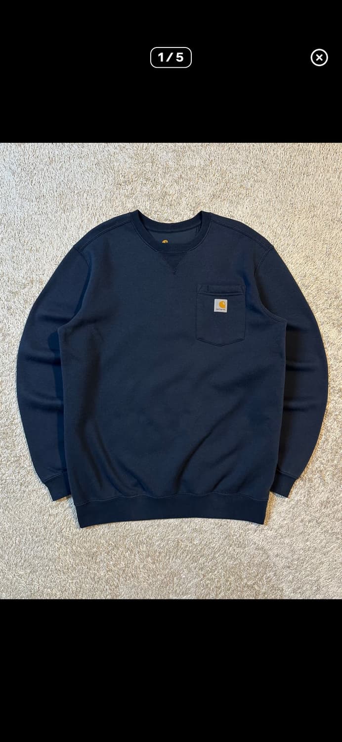 칼하트 CARHARTT 오리지널핏 포켓 기모 맨투맨 네이비 S 상품이미지1