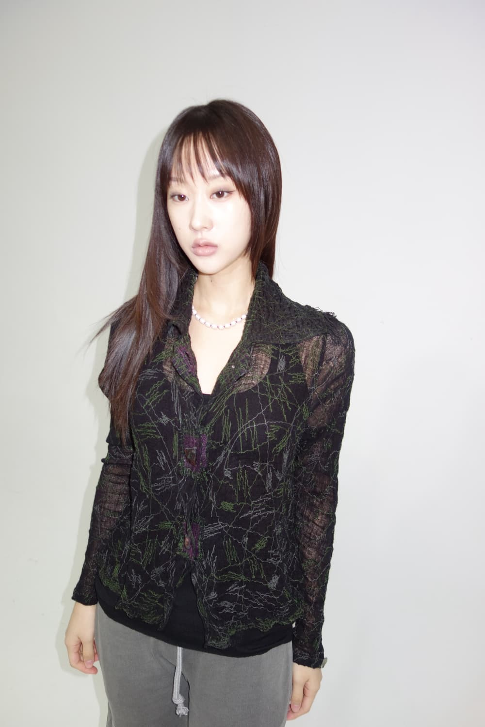 시스루 빈티지 자수 셔츠 상품이미지1