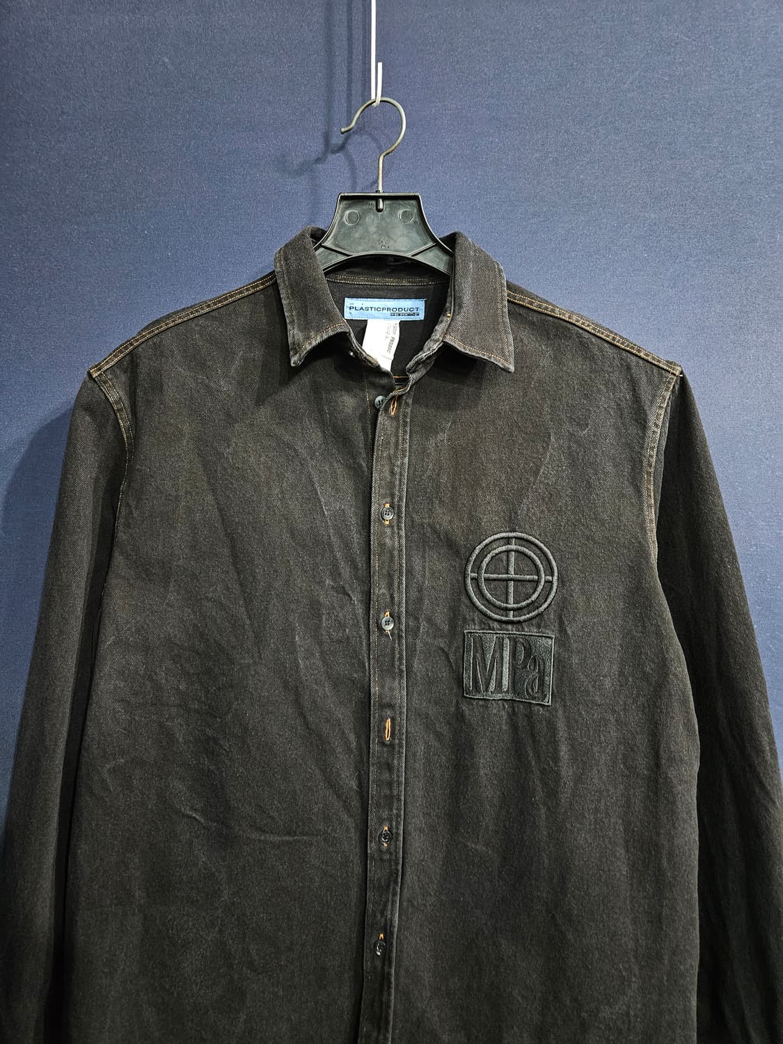 플라스틱 프로덕트 블랙컬러 남성 오버핏 90~95 데님 긴팔셔츠  상품이미지7