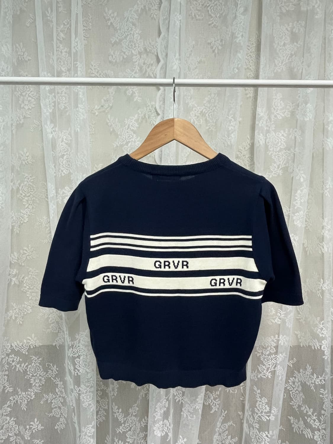 F) 그로브 GROVE 스트라이프 반팔 니트 네이비 상품이미지2
