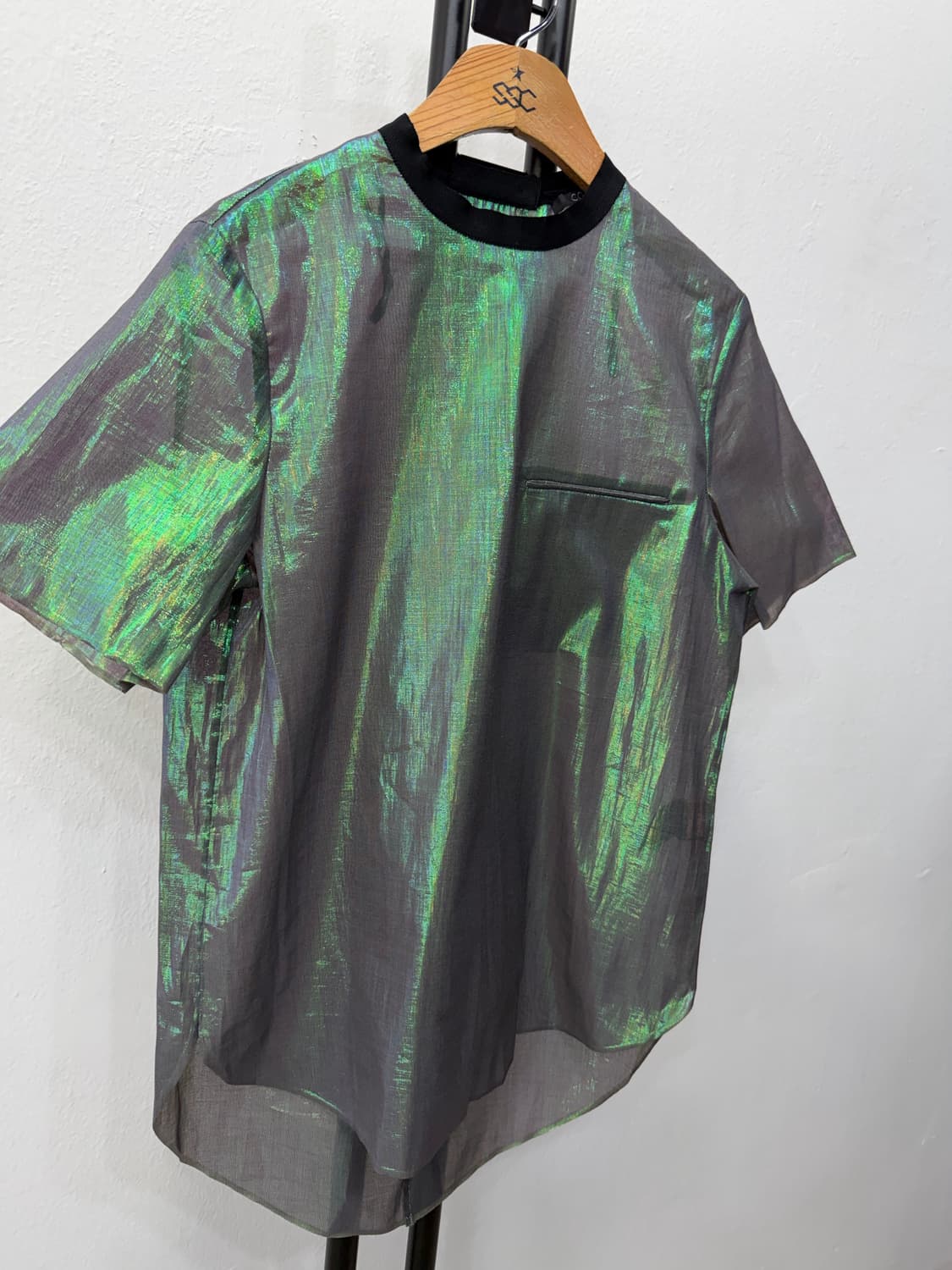 정품) COS 코스 여성 오간자 블랙 배색 반팔 셔츠 34 상품이미지2