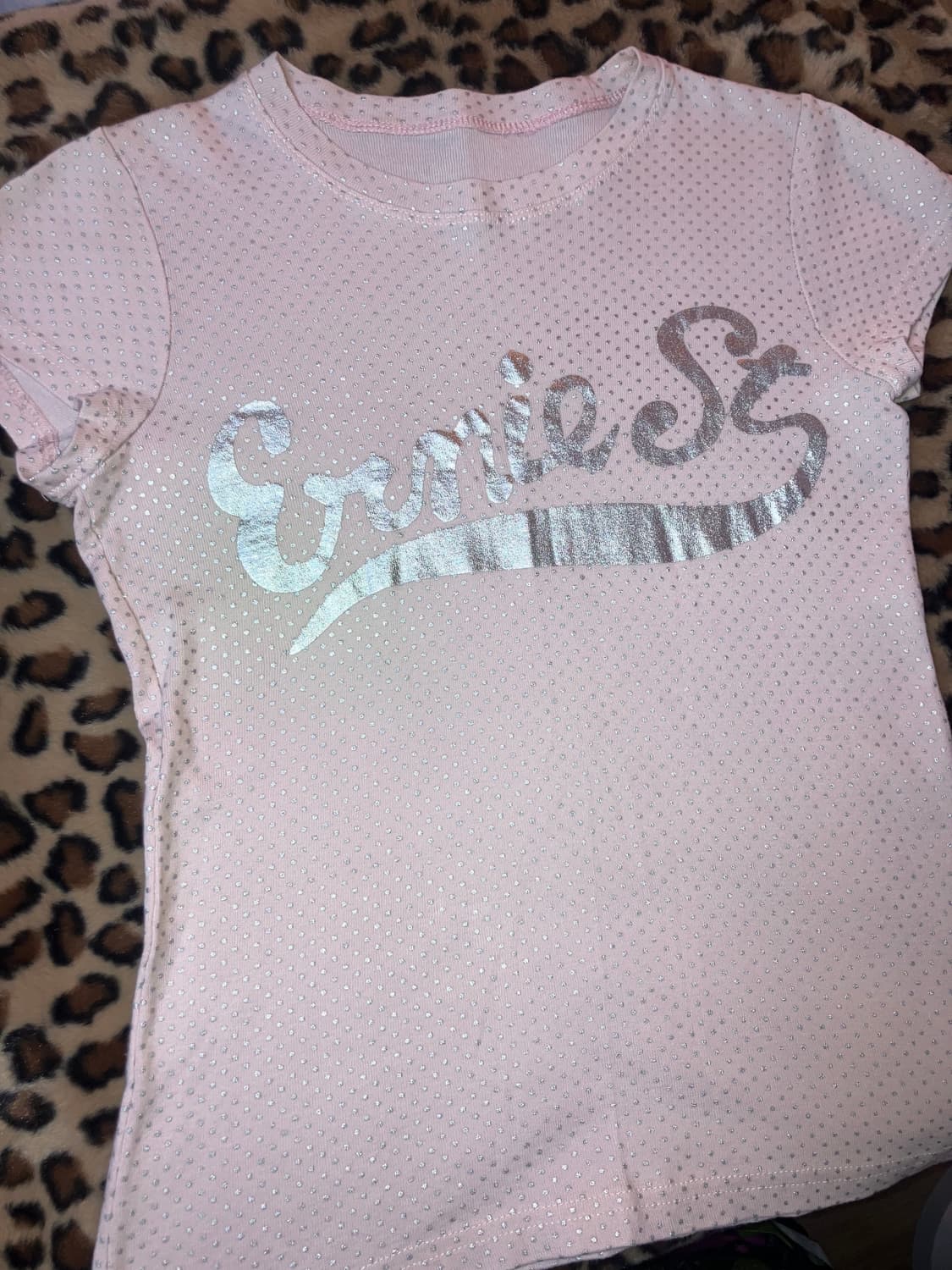 jpn 핑크 실버 도트 레터링 티셔츠 상품이미지1