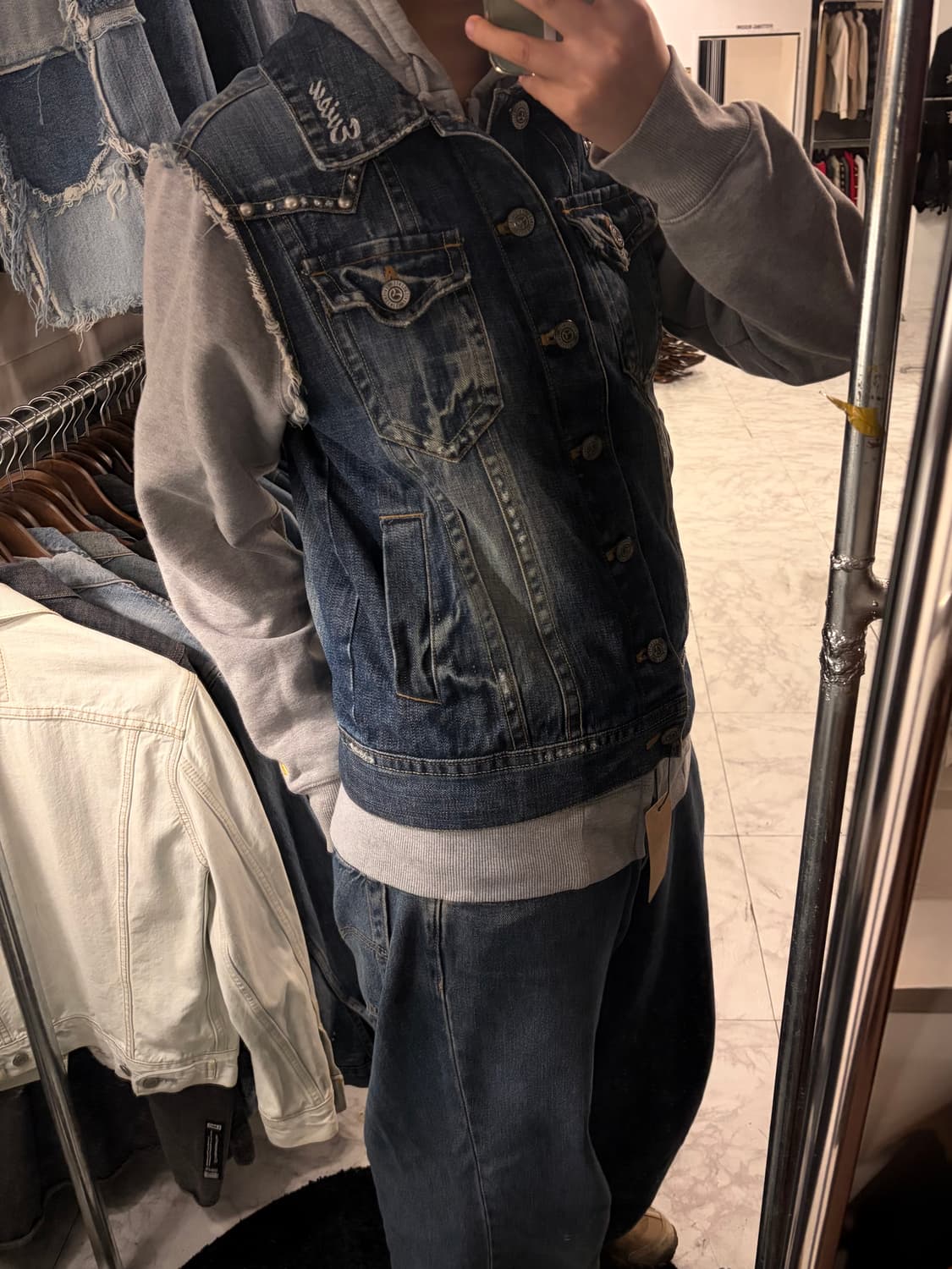 (정품/M)에비수 빈티지 웨스턴 데님 조끼 a1 상품이미지1