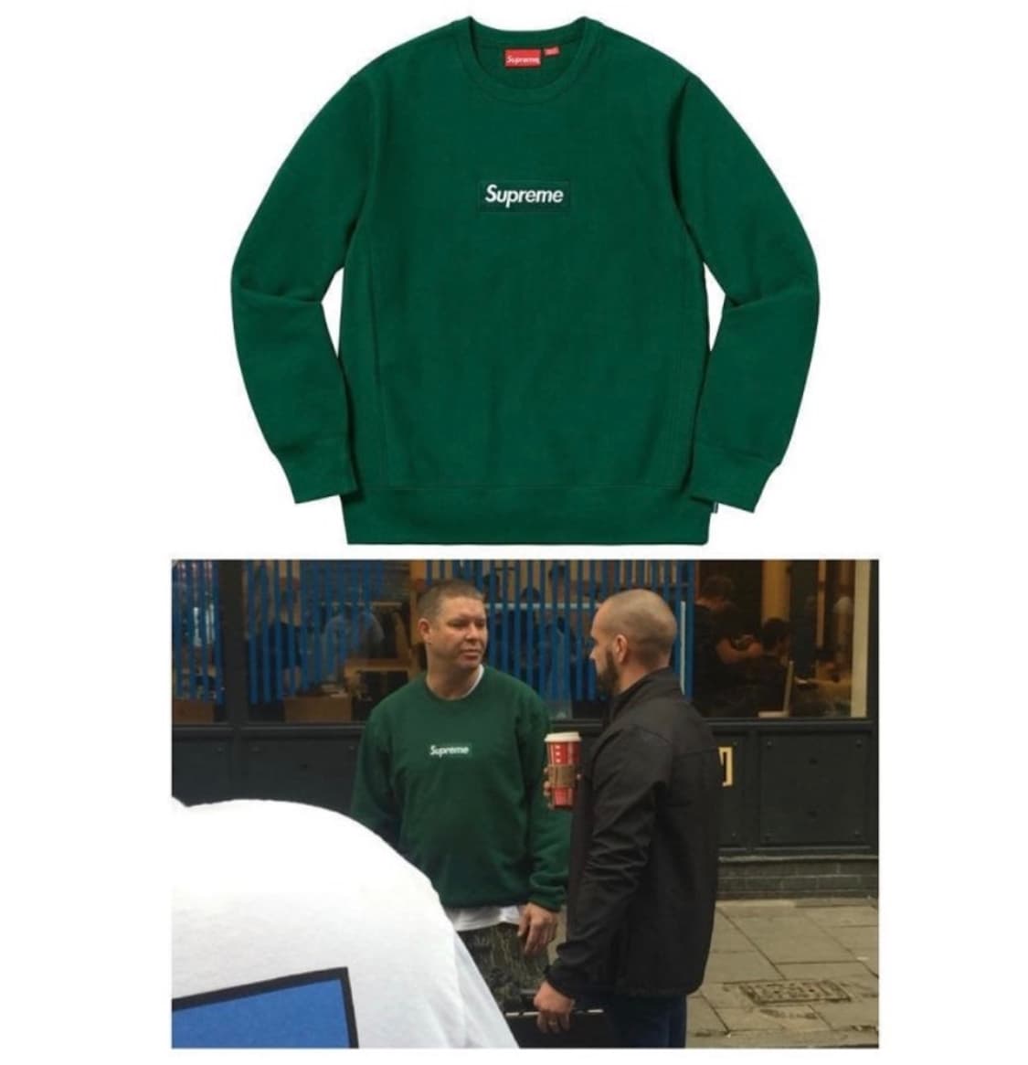 L/ 슈프림 박스로고 크루넥 맨투맨 다크그린 상품이미지3