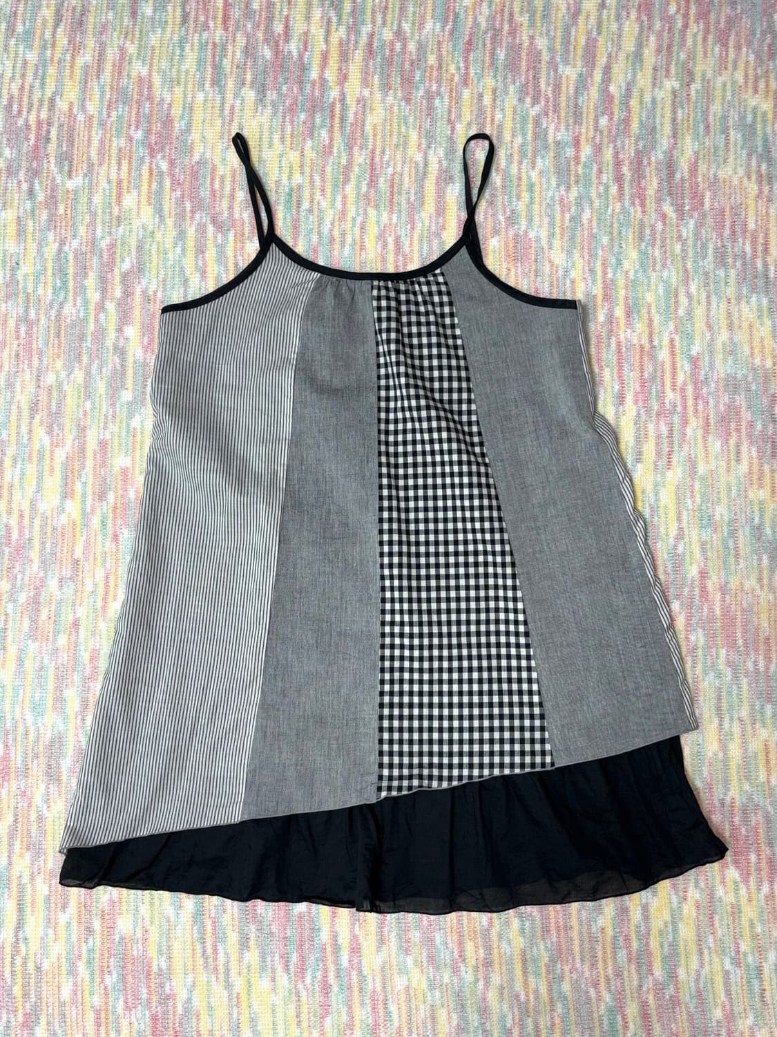 블랙 그레이 체크 슬리브리스 상품이미지5