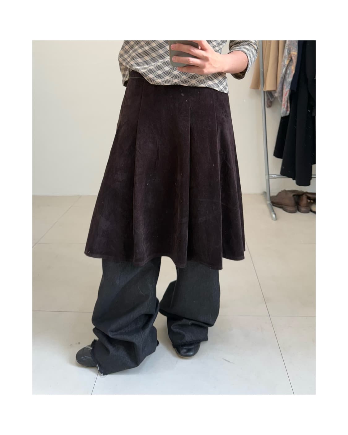 빈티지 벨벳 스커트 상품이미지1