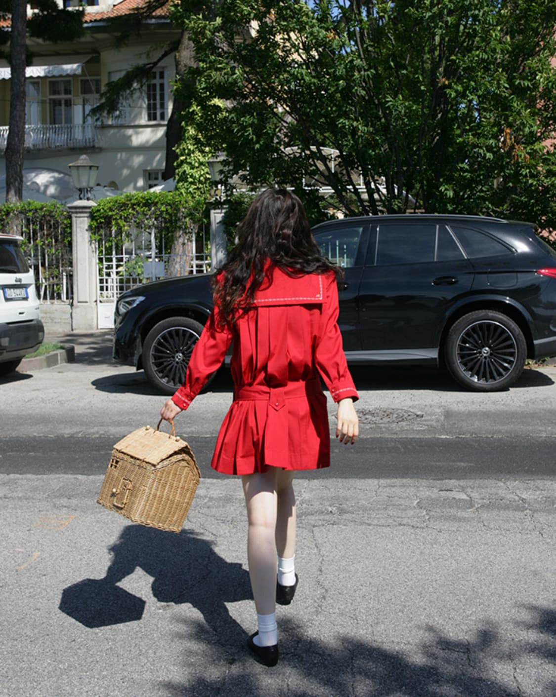 프레클 sailor pleats belt dress in red 상품이미지2