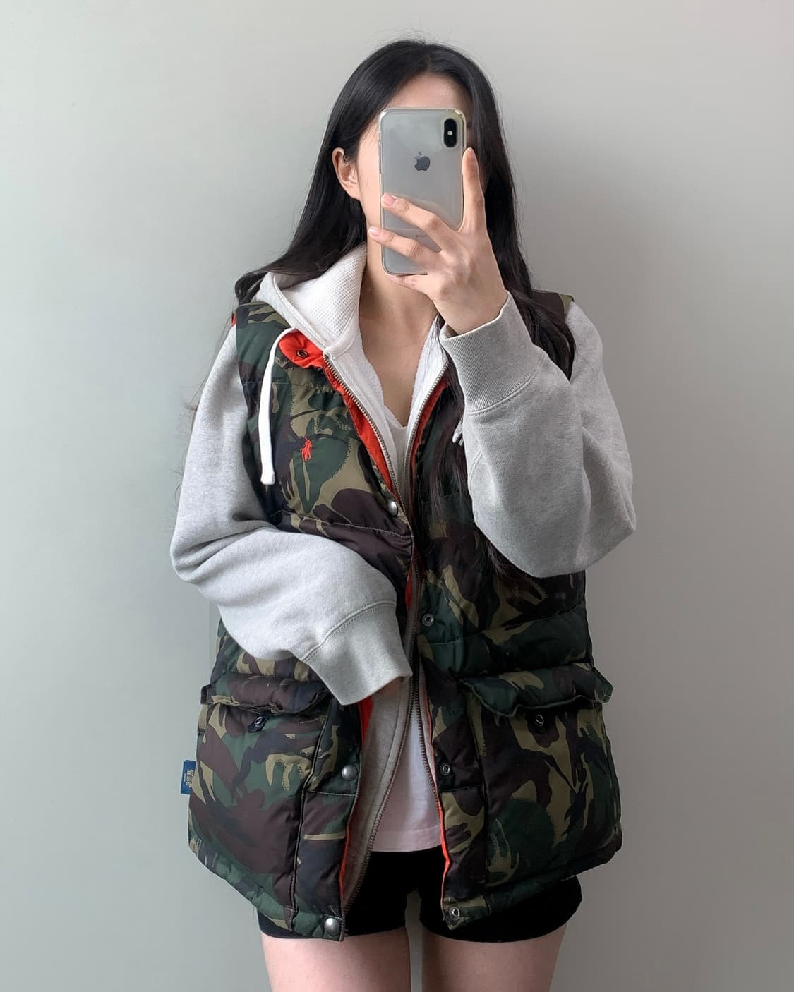 폴로 카모 양면 패딩 조끼 상품이미지2