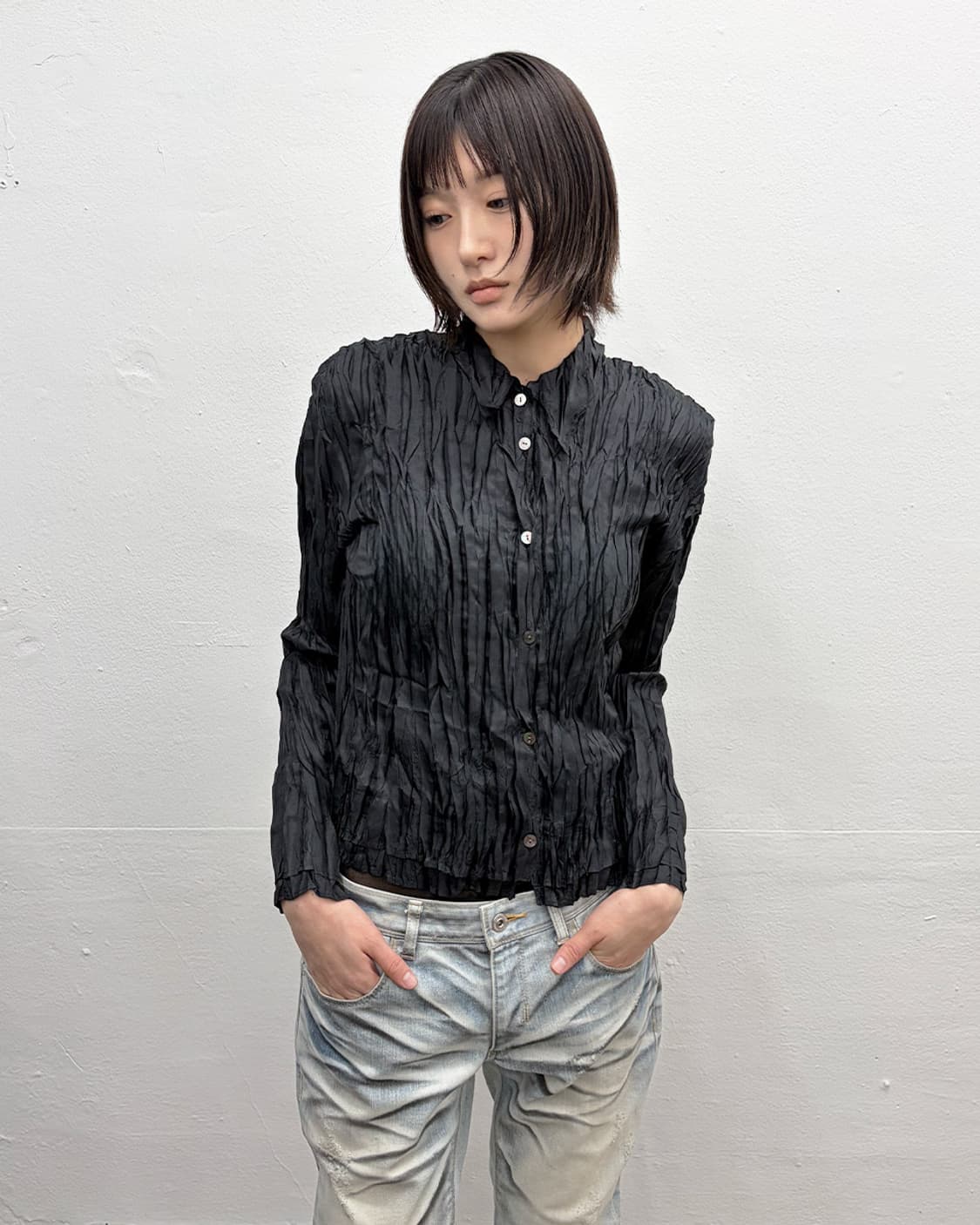 히로코 코시노 플리츠 셔츠 상품이미지1