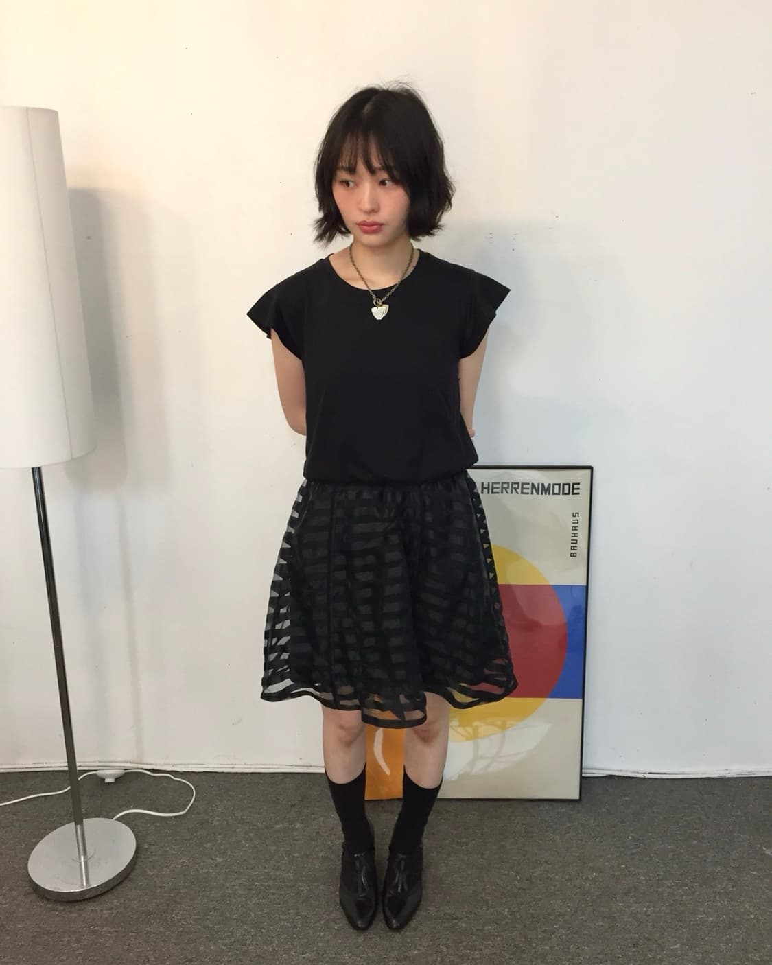 Shadow Grid Sheer Set – Black No 상품이미지1