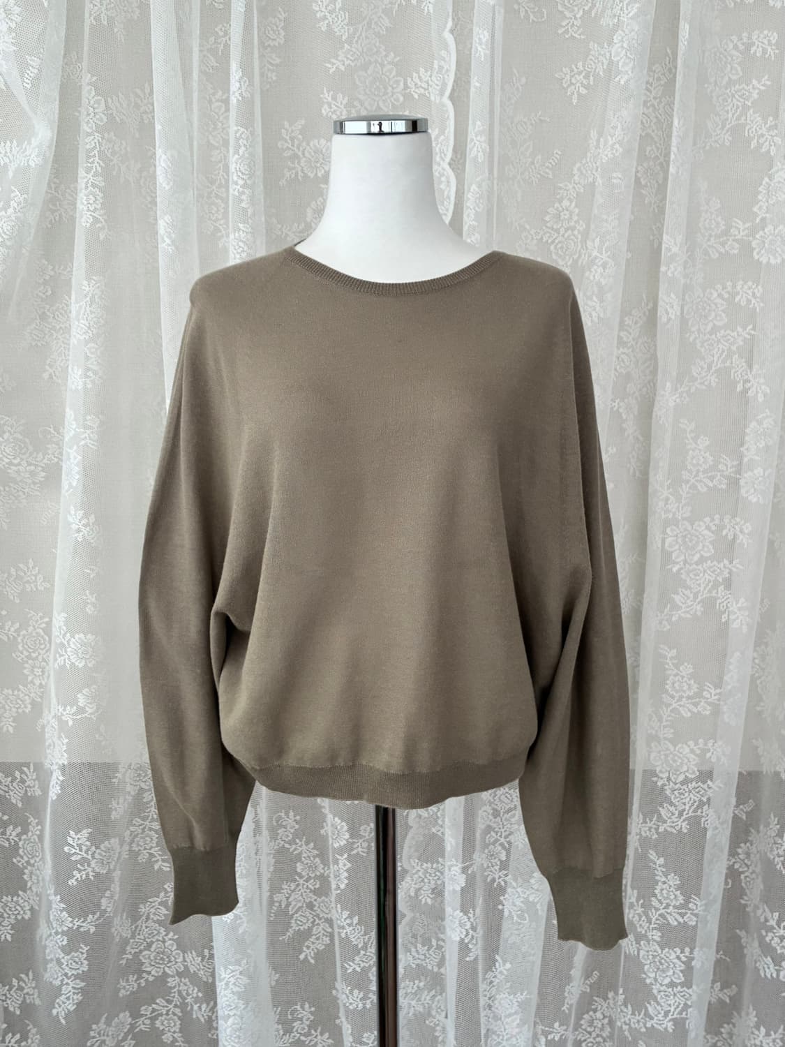 S) 한섬 더캐시미어 24년 실크 코튼 니트 브라운 상품이미지1