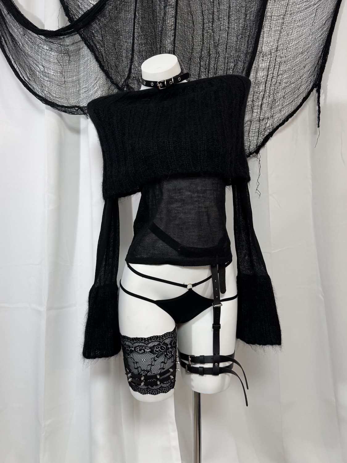 fur see through off shoulder top 상품이미지1