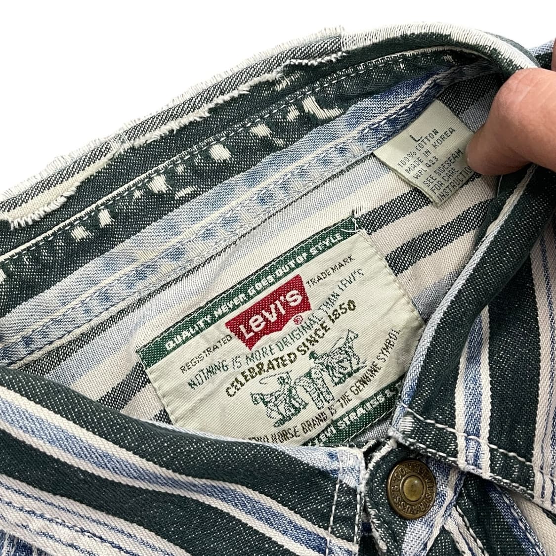 90s 리바이스 스트라이프 데님셔츠 상품이미지5