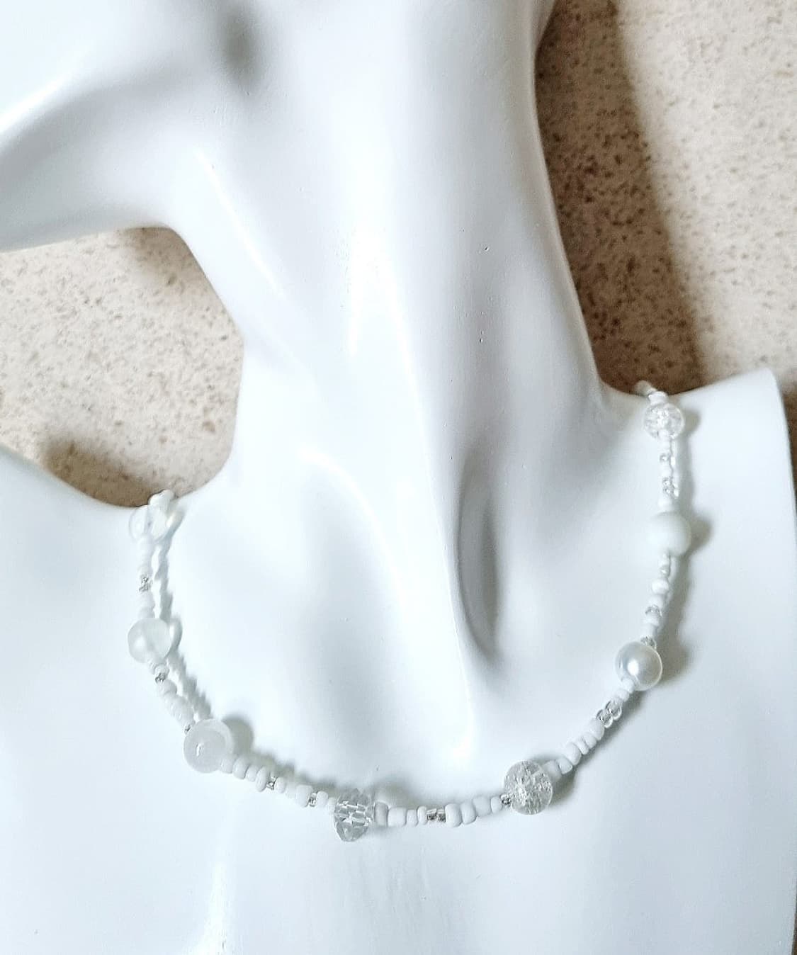 세컨핸드)화이트 비즈 목걸이 상품이미지2
