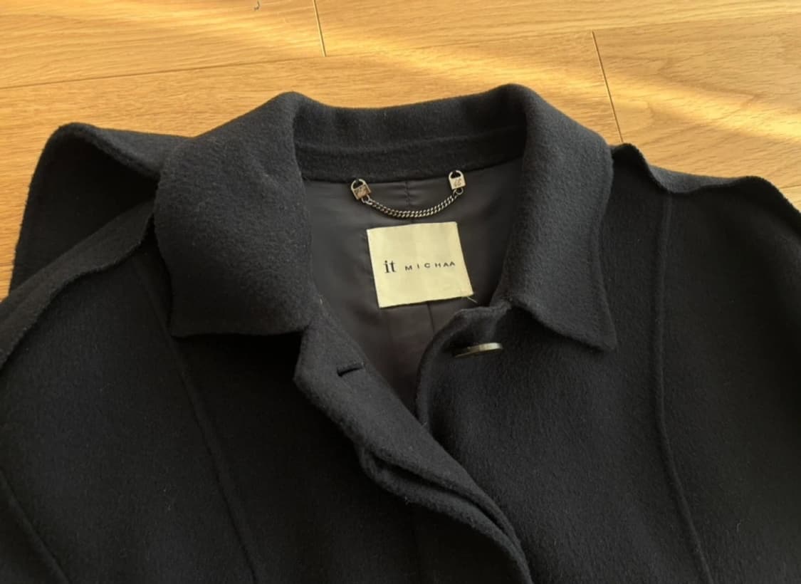 잇미샤 하이넥 벨트 코트 네이비 상품이미지2