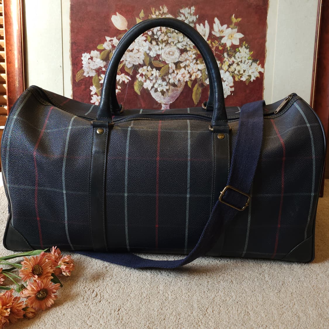 90s 버버리 위크엔드 더플백 잉글랜드 체크 pvc 레더 트레블 백 상품이미지3