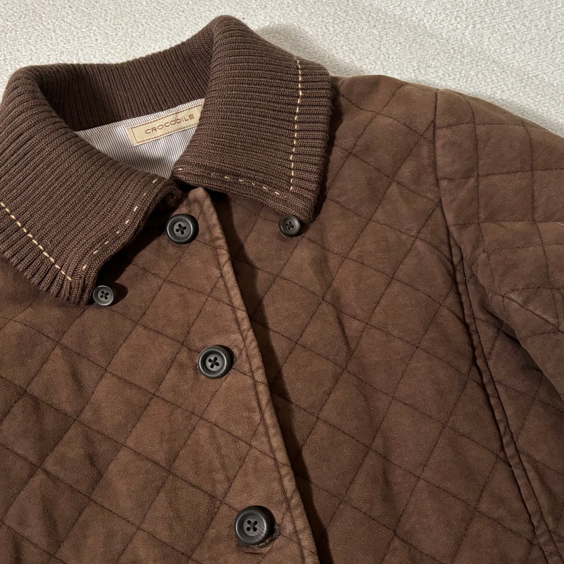 일본빈티지 크로커다일 브라운 누빔 자켓 상품이미지2