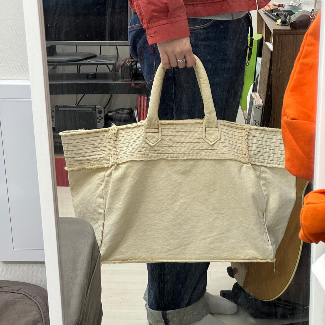 05SS) 꼼데가르송 트리코 브라운 스티치 캔버스 토트백 상품이미지5