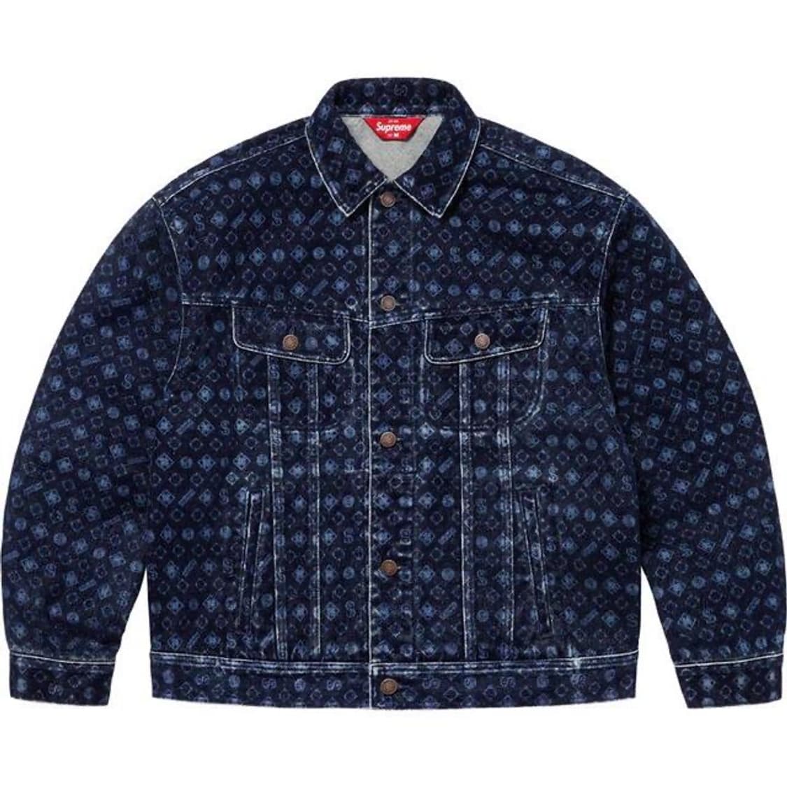 Supreme Flocked Denim Trucker Jacket Blu 상품이미지1