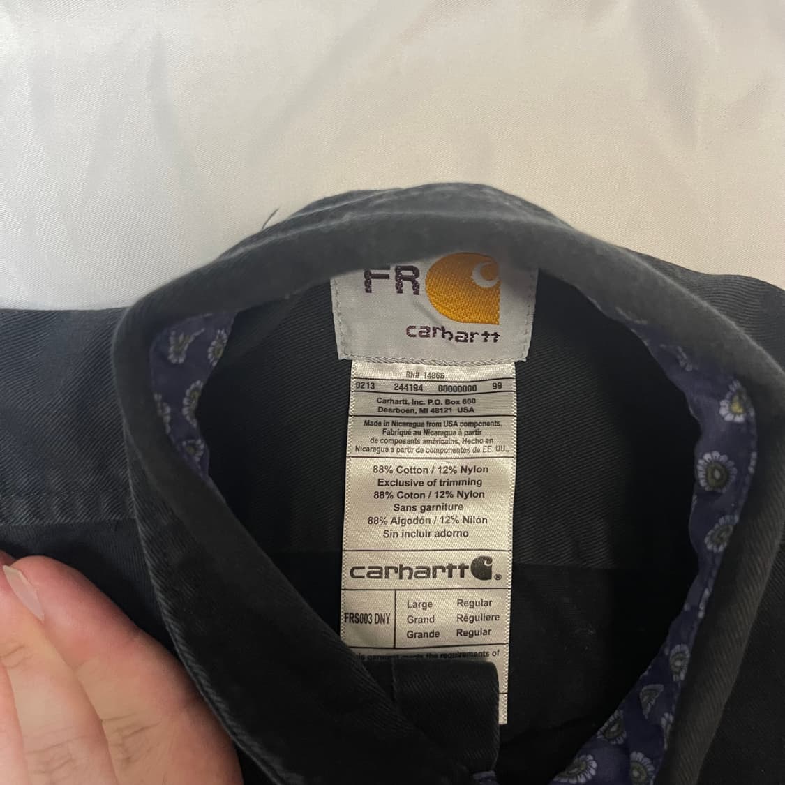 칼하트 FR 스몰로고 블랙솔리드셔츠 L 상품이미지3