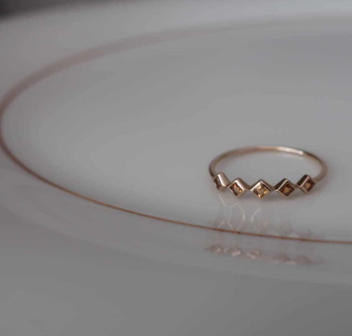 9k 루비/시트린 프린세스컷 반지 상품이미지2