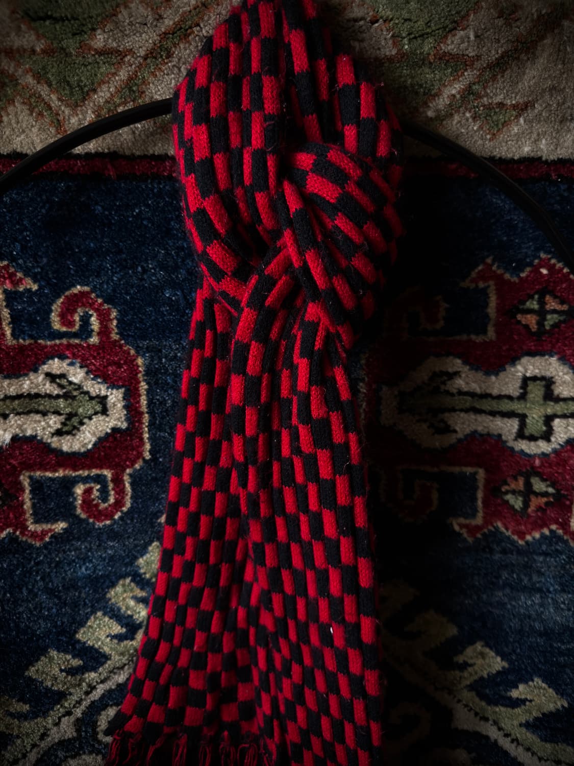 vintage Red Checkerboard knit muffler 상품이미지7