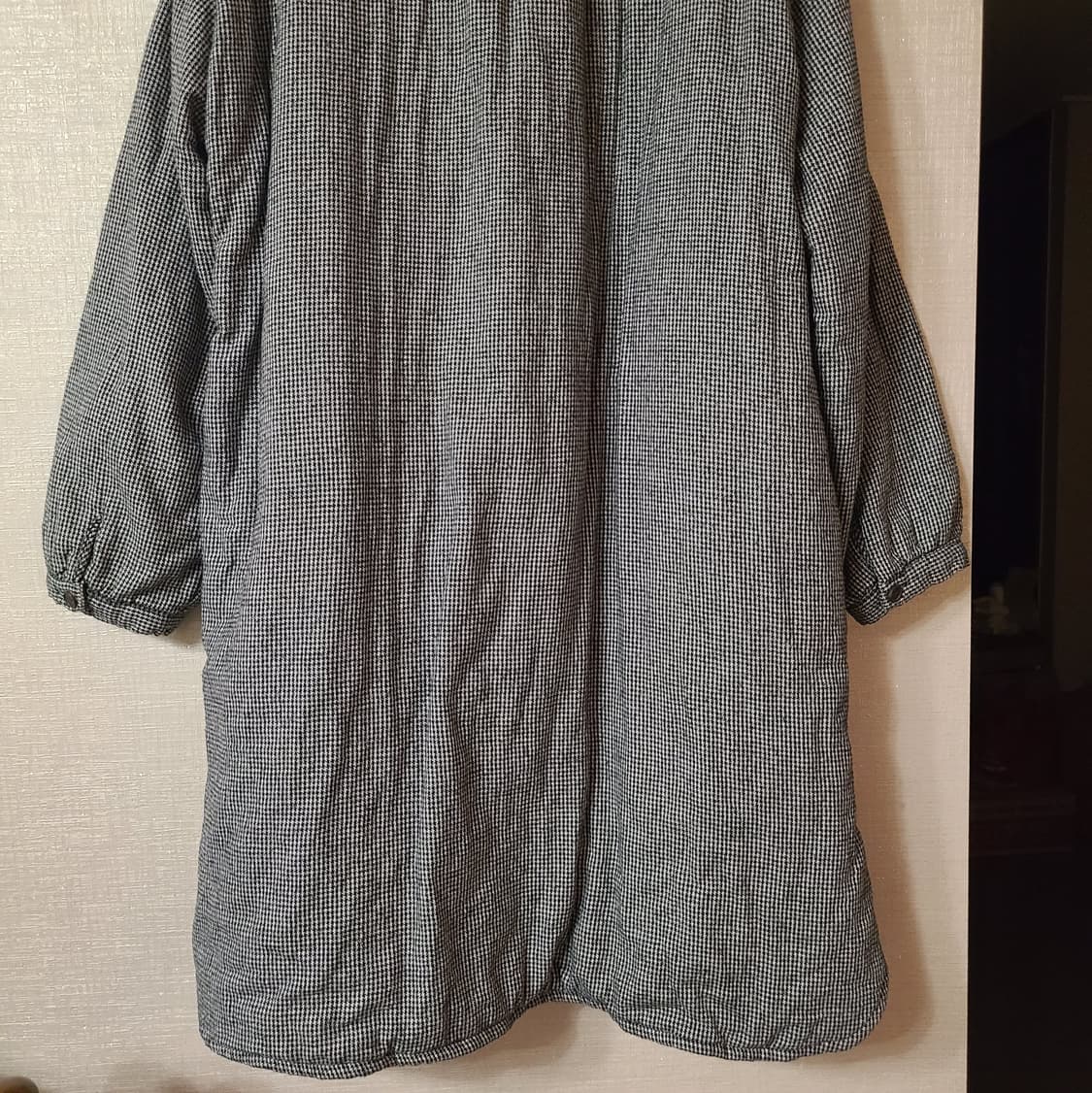 빈티지 누빔 겨울 둥근 카라 둥카 체크 긴팔 원피스 아우터 모리걸 패딩 상품이미지6