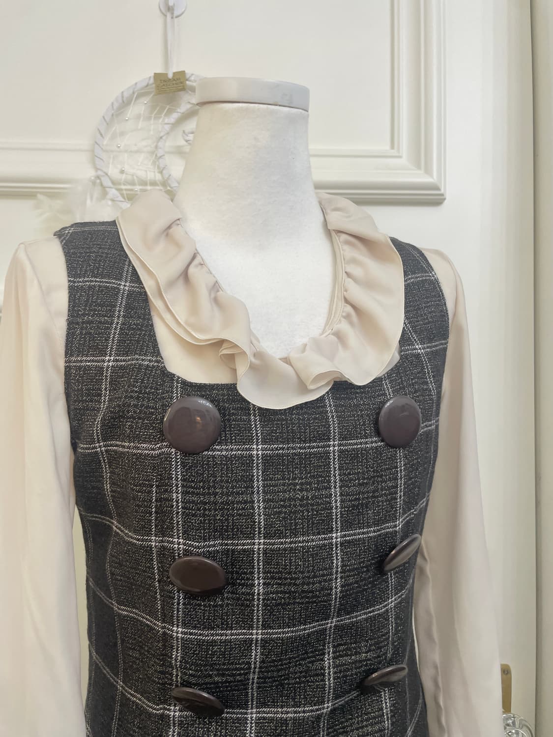 brown back bow check mini opc&cool beige 상품이미지6