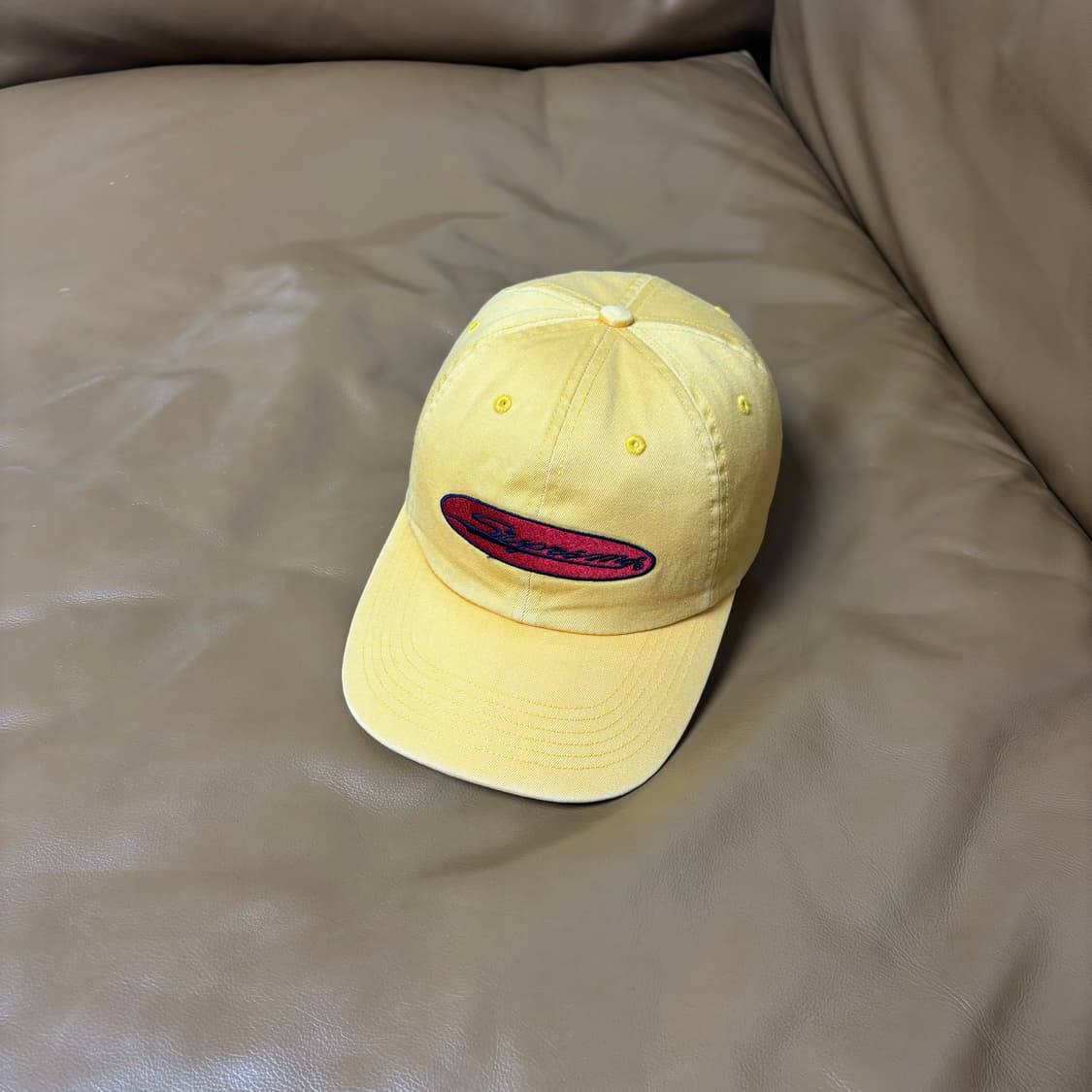 Supreme 슈프림 23ss 오발 워시드 오렌지 옐로 6패널 볼캡 모자 상품이미지1