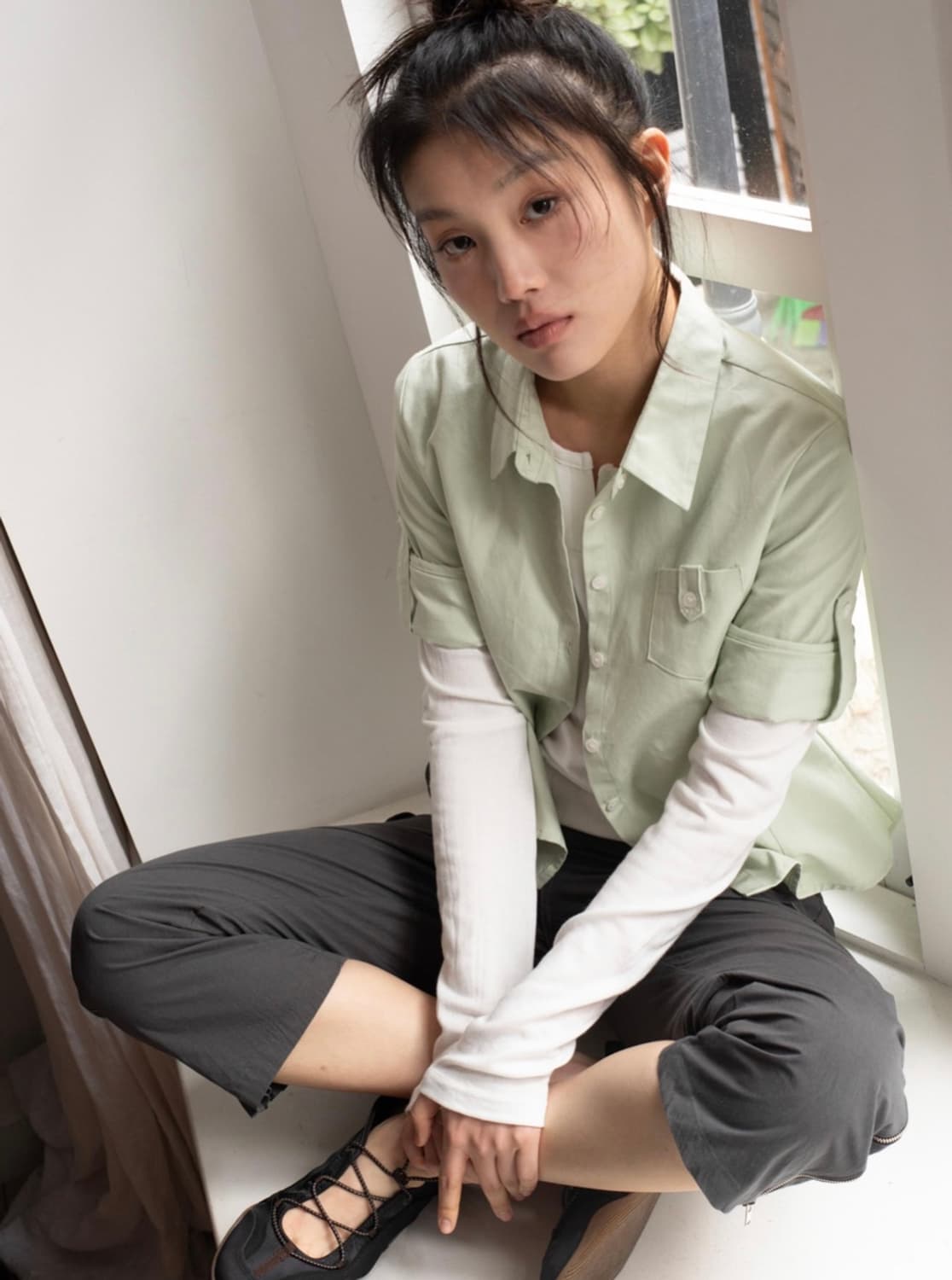 Onska Roll up Oxford Shirt (Mellon) 상품이미지2