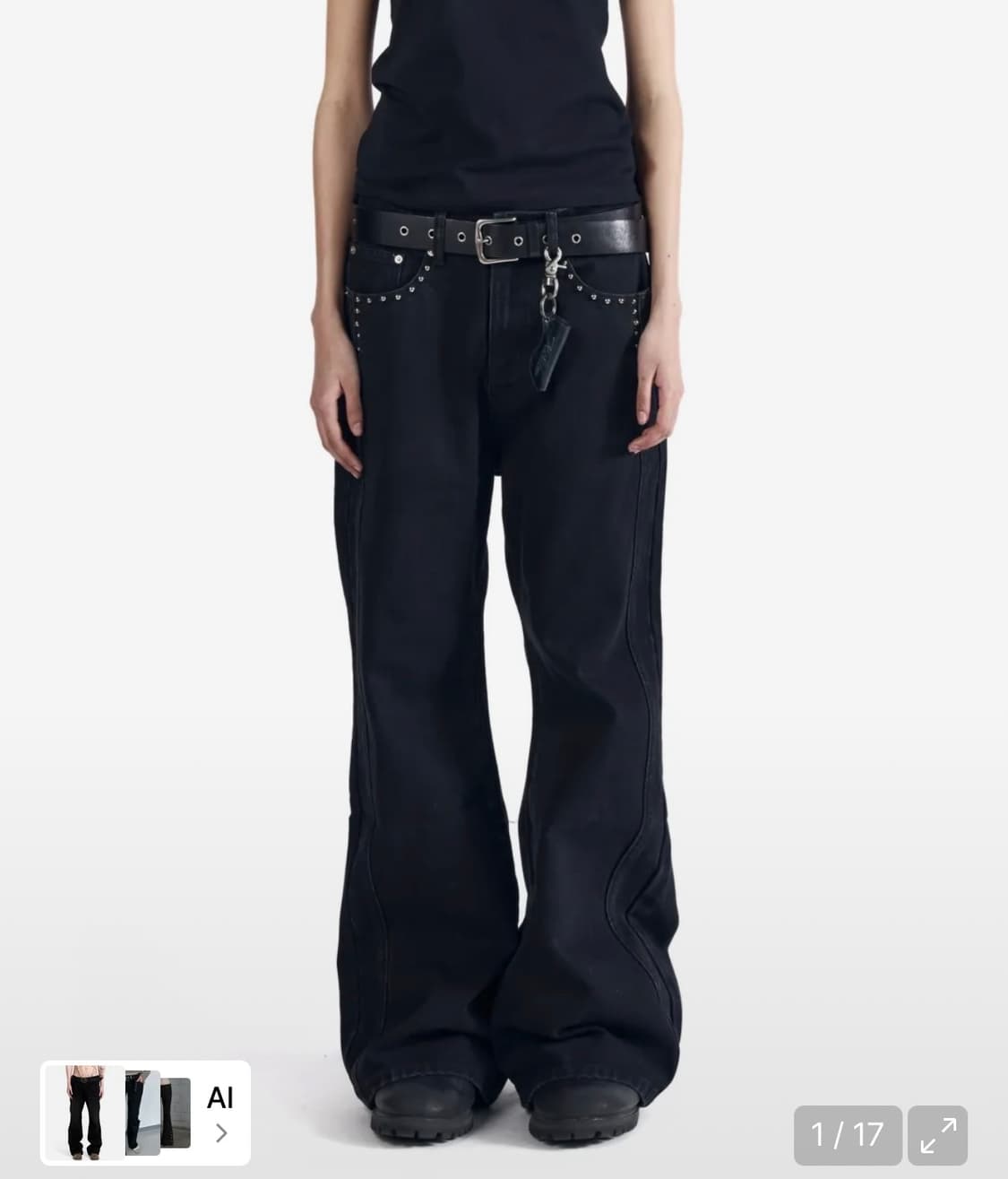 아캄바지+라이터키링Back Studded Flare Denim Pants 상품이미지1