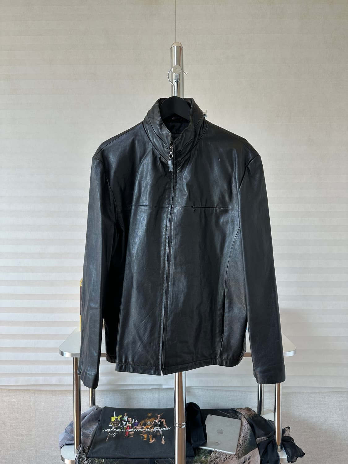 Minimal Stand Collar Lamb Leather Jacket 상품이미지1