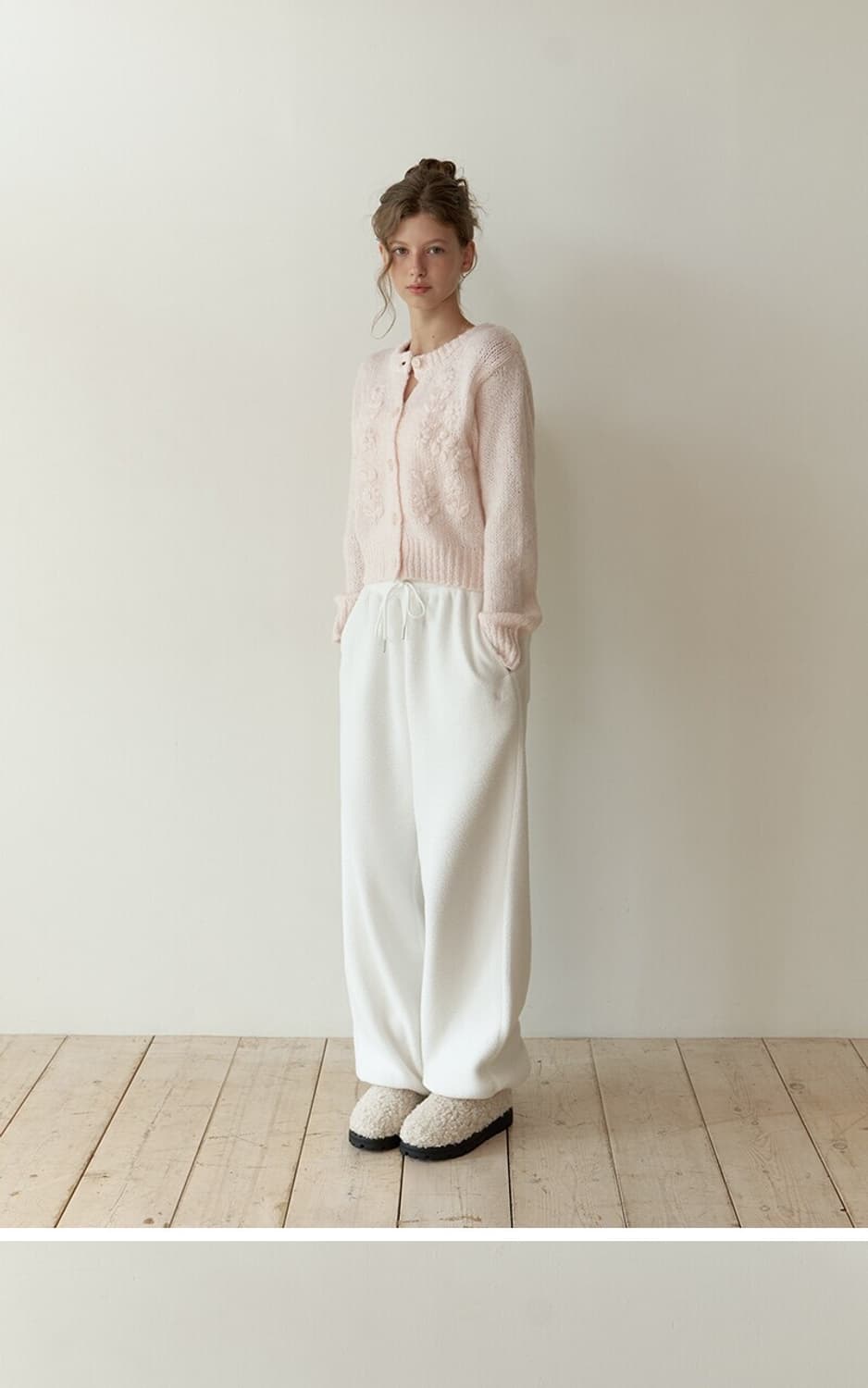 리엘 마시멜로 니트 가디건 파우더 핑크 상품이미지9