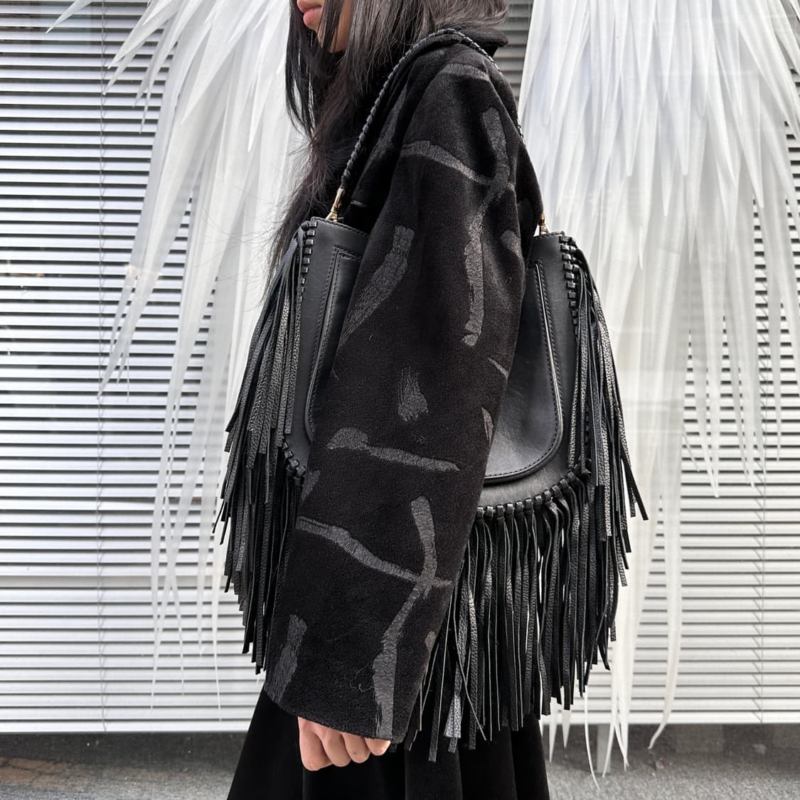 00s 레어 마이클 코어스 풀 가죽 프린지 가방 상품이미지5