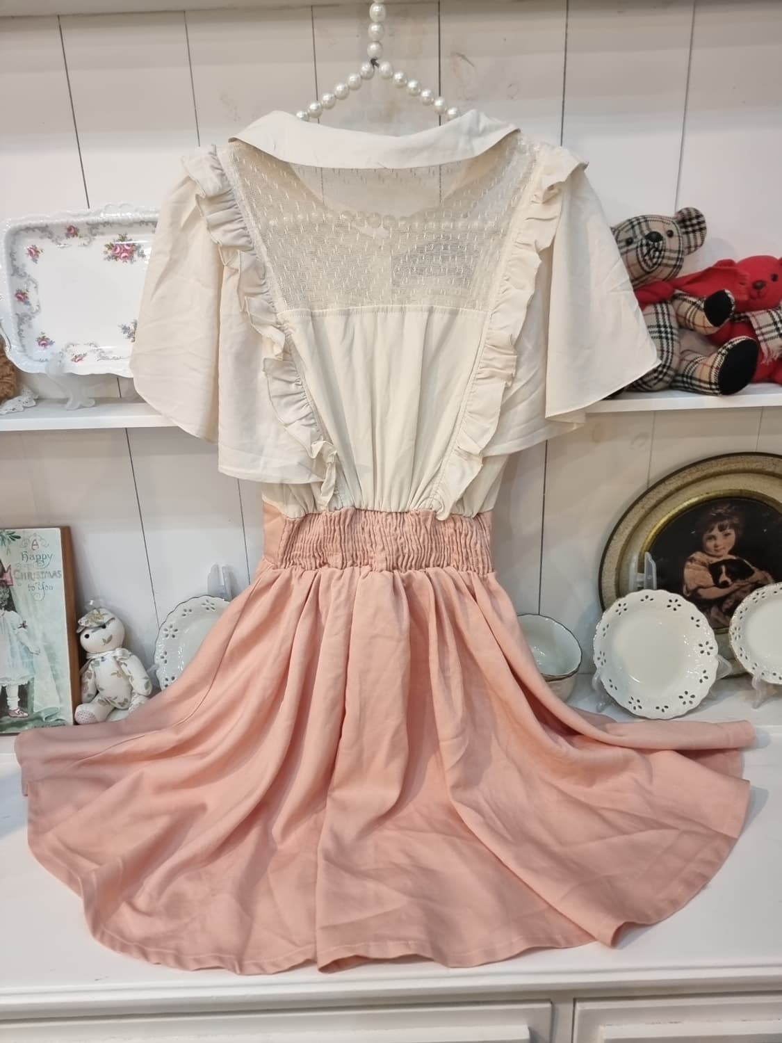 Ank Rouge(앙크루즈) 살구핑크 프릴 코르셋 원피스 상품이미지4