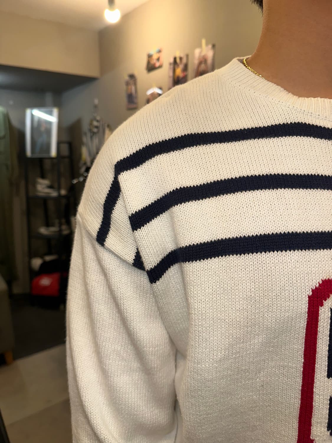 00’s Nautica box logo line detail knit 상품이미지5