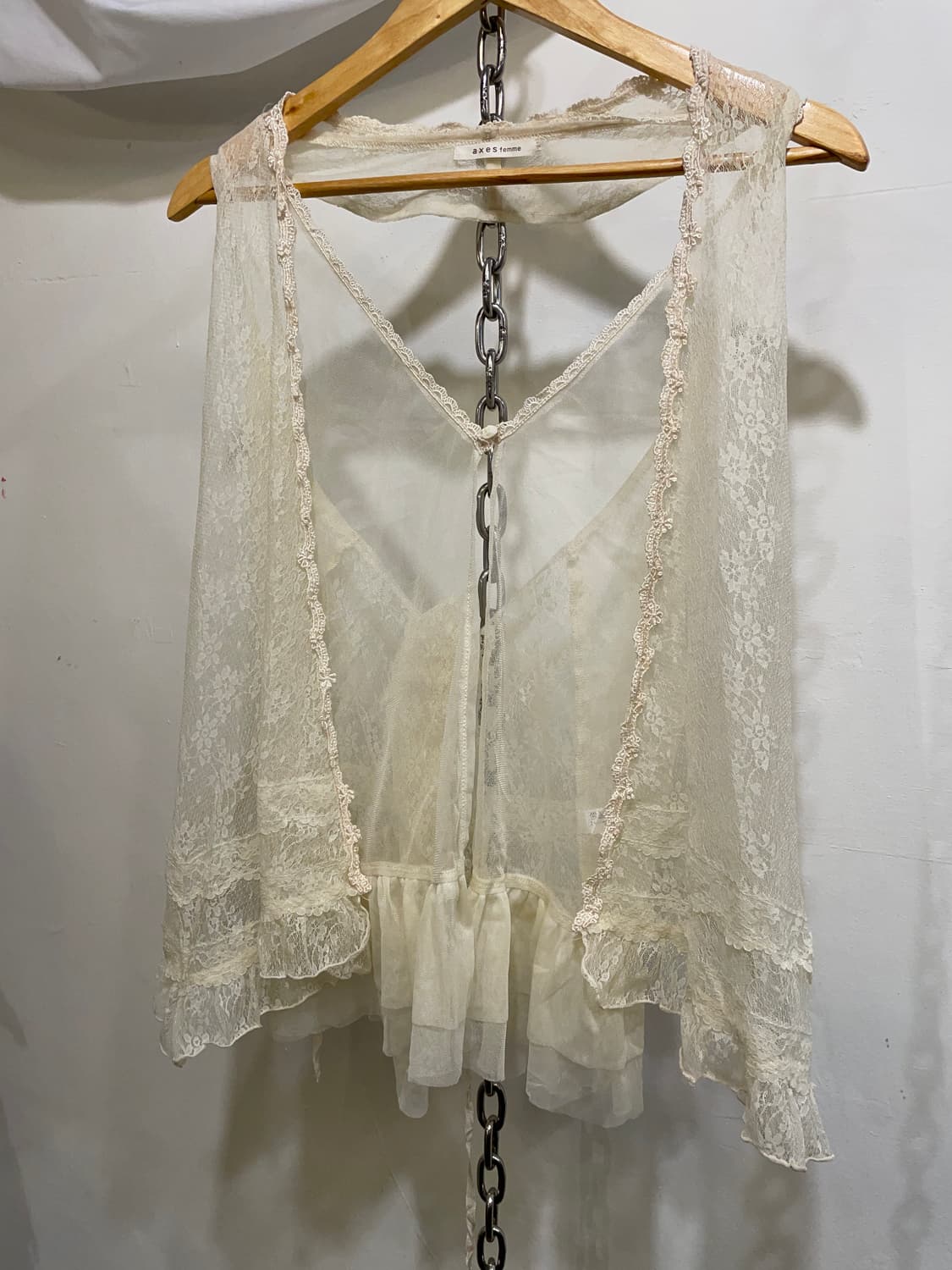 axes femme 엑시즈팜 홀터넥 레이스 레이어드 가디건 상품이미지5