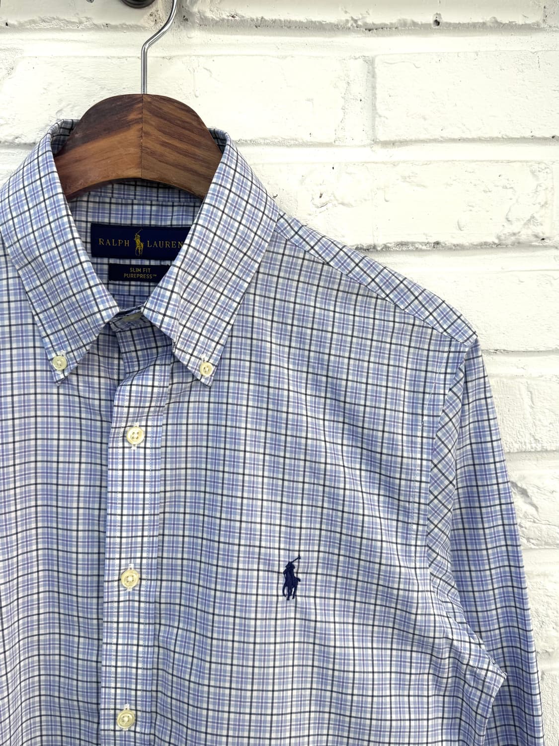 랄프로렌 블루 체크 슬림핏 셔츠 상품이미지4
